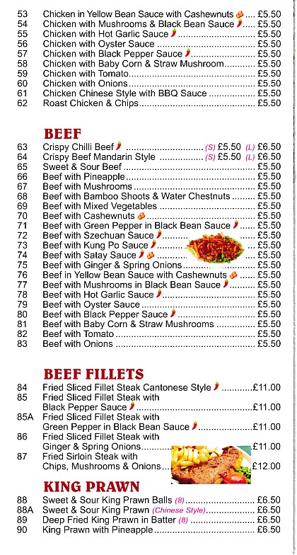 Menu of The Royal Oak, Chinese Takeaway in Pontypridd