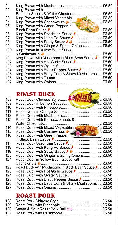 Menu of The Royal Oak, Chinese Takeaway in Pontypridd