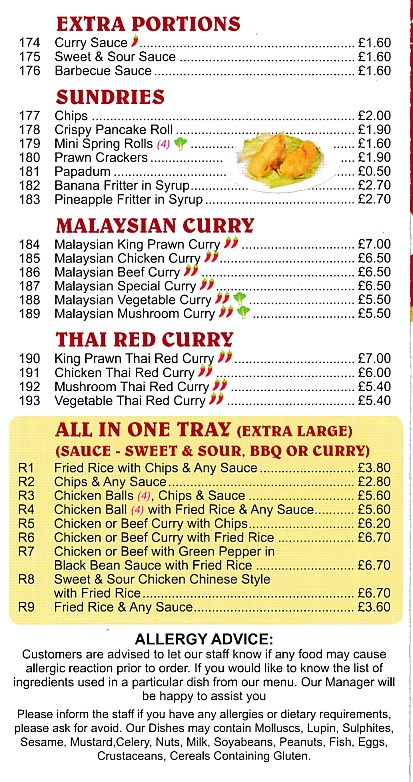 Menu of The Royal Oak, Chinese Takeaway in Pontypridd