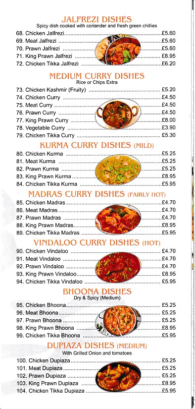 Menu of Raj Balti Indian in Tonyrefail