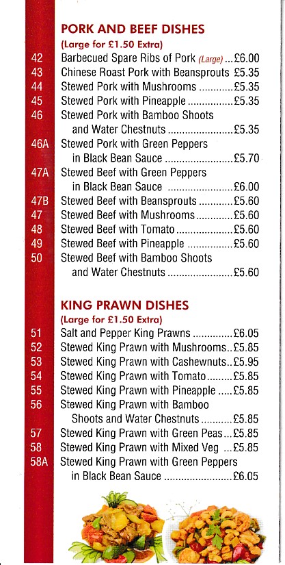 Menu of Golden House,Chinese Takeaway Penygraig Tonypandy