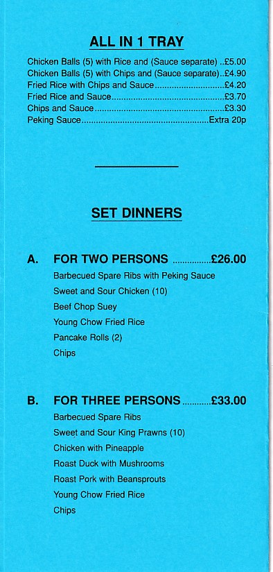 Menu of Jade Garden Chinese in Tonypandy