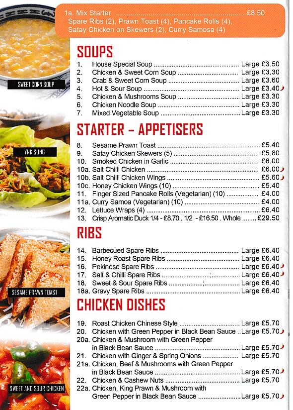 Menu of Happy Wok, Chinese in Pentre