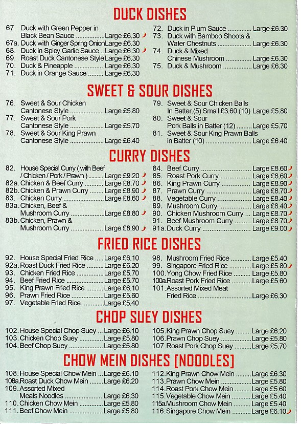 Menu of Happy Wok, Chinese in Pentre