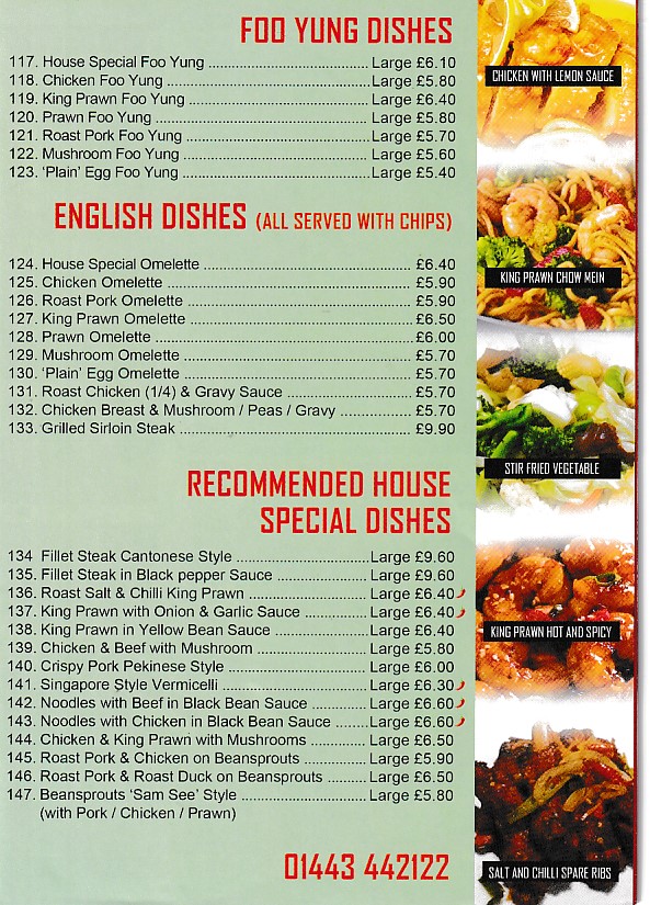 Menu of Happy Wok, Chinese in Pentre