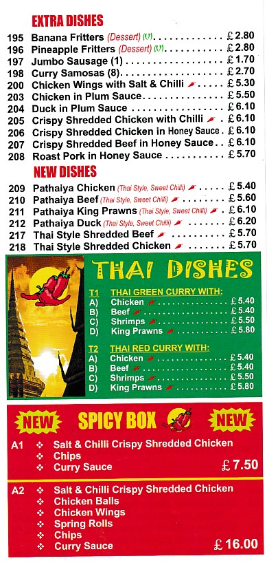 Menu of Wok U Like, Chinese in Ton Pentre, Rhondda