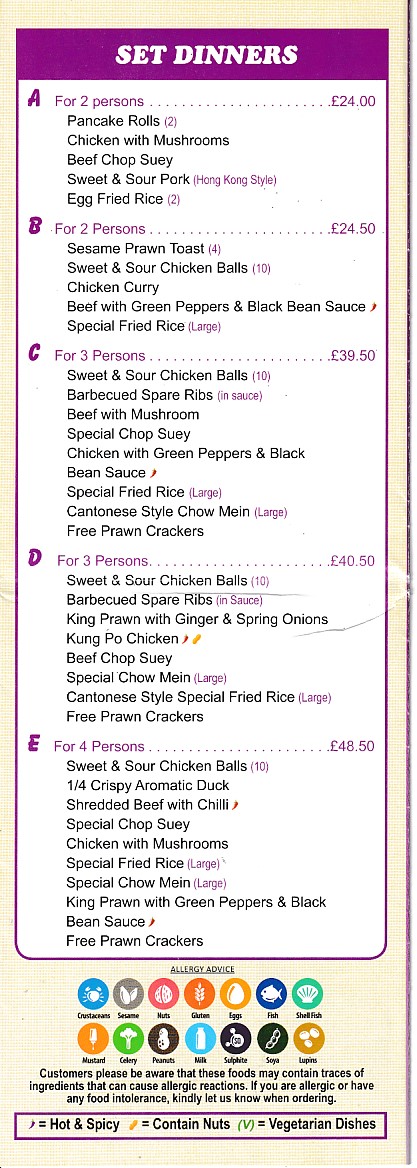 Menu of Good Taste,Chinese Takeaway Hirwaun