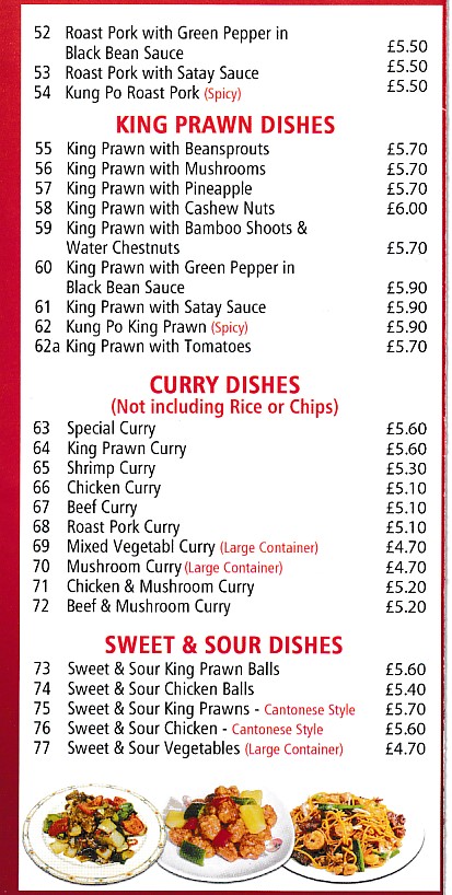 Menu of Lucky House Chinese Hirwaun