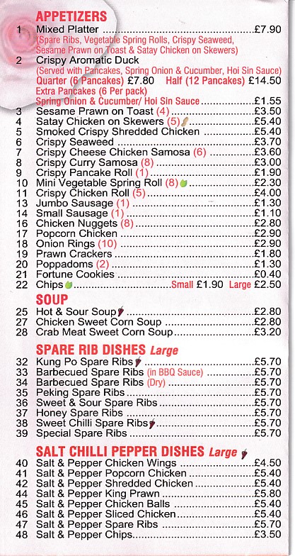 Menu of of Wok U Like Abercwmboi, Chinese Takeaway