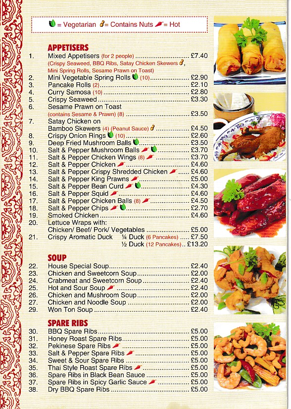 Menu of Golden Wok, Chinese Takeaway in Abercynon