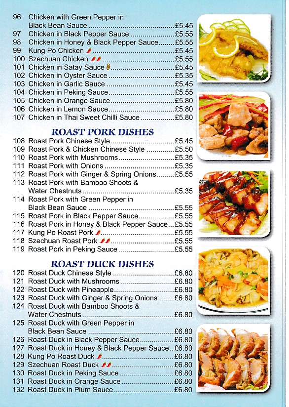 Menu of Mountain View, Chinese Takeaway in Mountain Ash